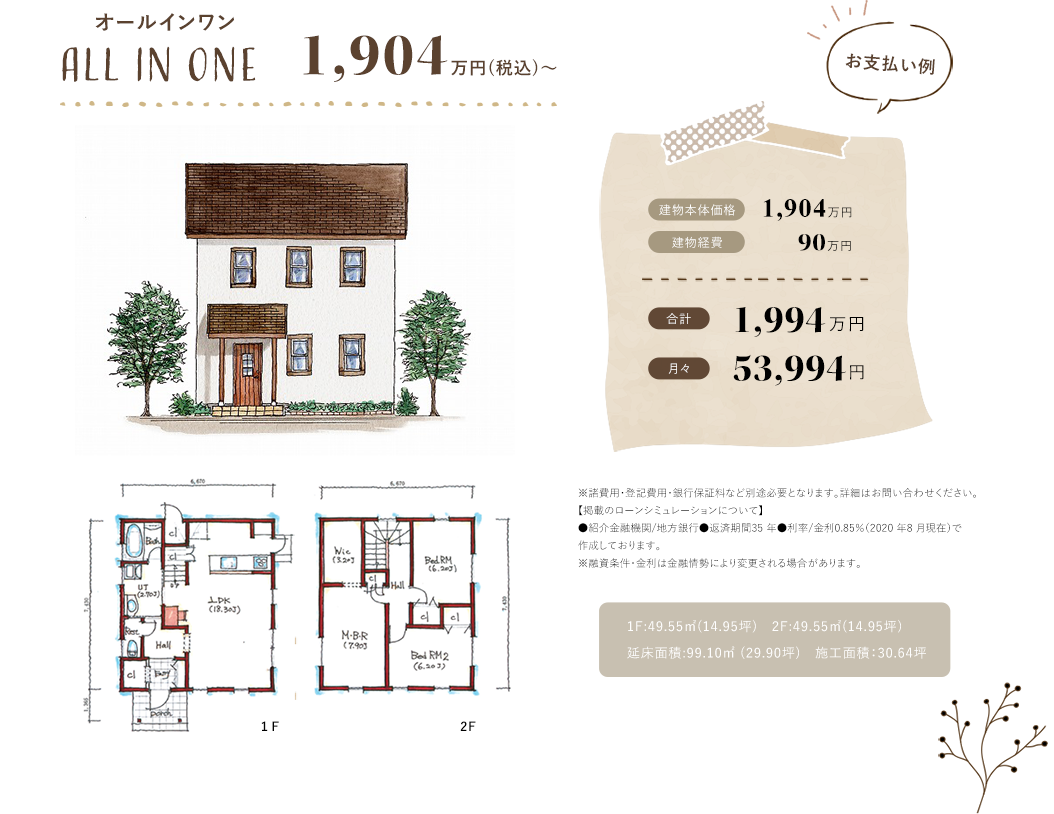 計1904万円　月々53,994円