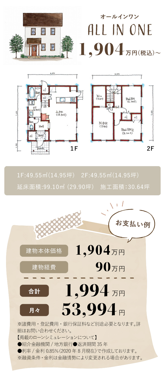 計1904万円　月々53,994円